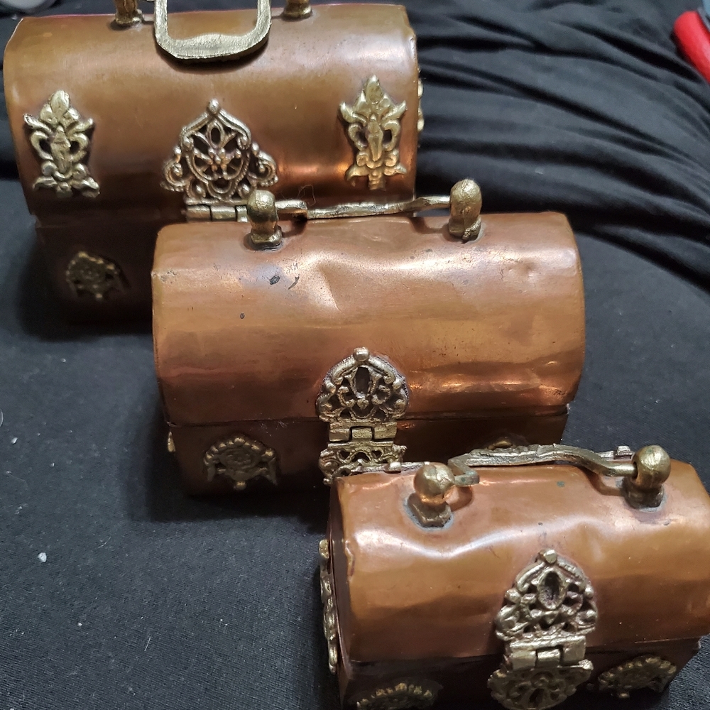 3 Copper boxes, each one fits inside the next